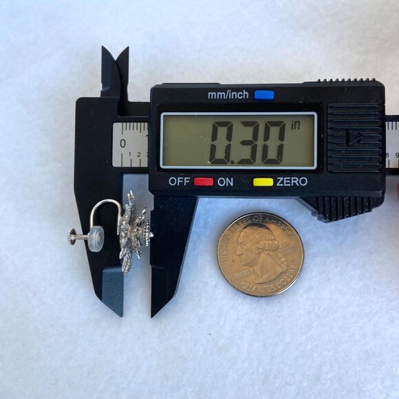 VTG Sterling Silver 925 Filigree Spun Silver Layered Flower Screwback Earrings - Picture 14 of 16